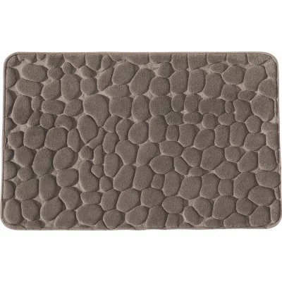 GUY LEVASSEUR Tapis de bain uni mousse &agrave; m&eacute;moire de forme 50x80cm mineral - taupe