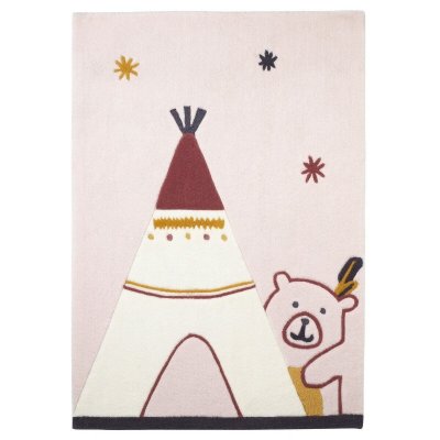 SAUTHON Tapis de chambre enfant Tipi 130x90cm en Acrylique Beige