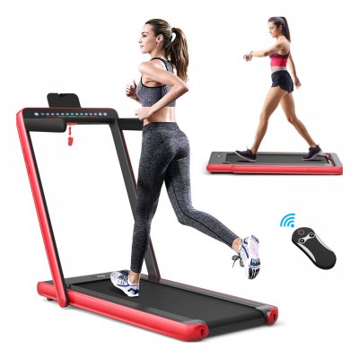 COSTWAY Tapis de course Electrique Pliable 2 en 1 Vitesse 1-12 km/h Moteur 560W