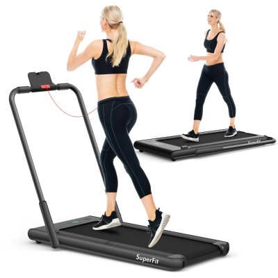 COSTWAY Tapis de Course Pliable 2 en 1 1-12 KM H avec Application et T&eacute;l&eacute;commande - Noir