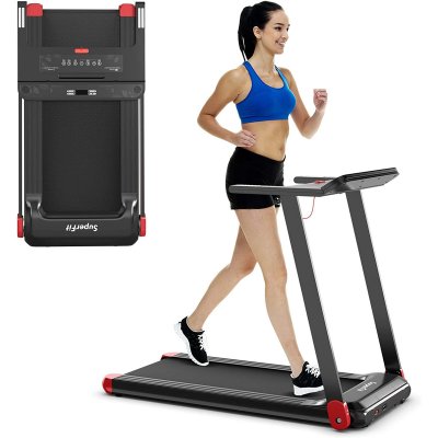 COSTWAY Tapis de Course Pliable  - Contr&ocirc;le APP Bluetooth - 12 Programmes - Affichage LED - Rouge