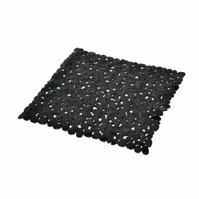 DOUCEUR D INTERIEUR Tapis de fond de douche anti-d&eacute;rapant Galets Noir
