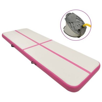 VIDAXL Tapis de gymnastique gonflable avec pompe 500 x 100 x 15 cm PVC Rose