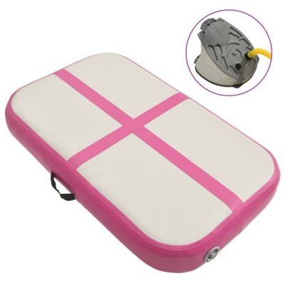  Tapis de gymnastique gonflable avec pompe 60 x 100 x 20 cm PVC Rose