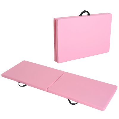 HOMCOM Tapis de gymnastique pliable -  - 180x60x5 cm - Pieds nus - Simili cuir - Rose