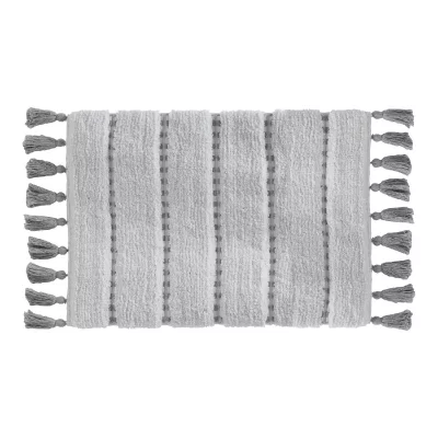 5 FIVE SIMPLY SMART Tapis de Salle de Bain Gris en Coton avec pompons 50 x 75 cm