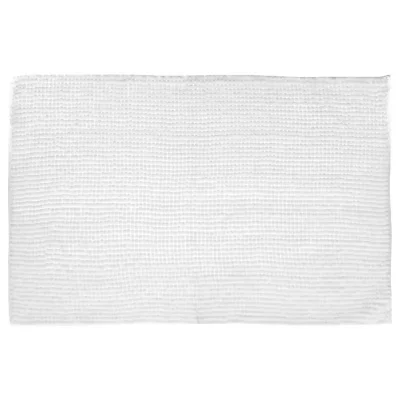 PARIS PRIX Tapis de salle de bain Mini Chenille - Blanc - En coton - 50 x 80 cm