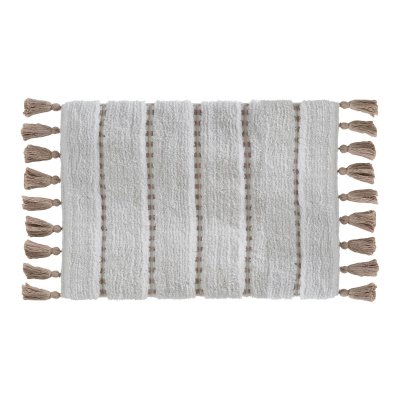 FIVE SIMPLY SMART Tapis de Salle de bain Taupe en Coton avec pompons 50 x 75 cm