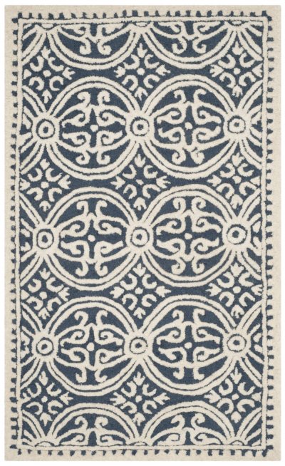 SAFAVIEH Tapis de salon interieur en bleu marine & ivoire, 91 x 152 cm