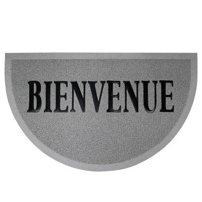 PARIS PRIX Tapis Deco 1740420 Tapis d'Entr&eacute;e Demi-Lune PVC Gris/Noir 45 x 75 cm