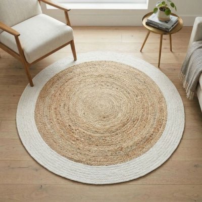 THEDECOFACTORY Tapis DECO Jute diam 90 cm - Bord  Blanc