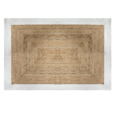 Tapis en jute - Bord blanc - 120 x 170 cm - Livraison gratuite - Blanc