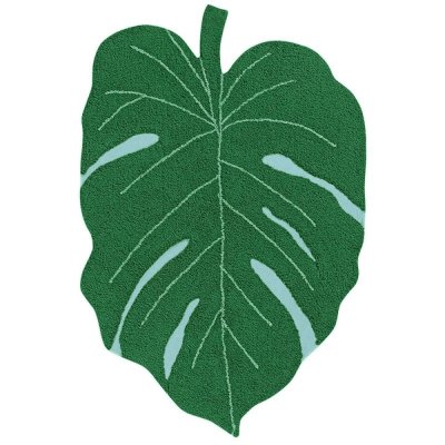 LORENA CANALS Tapis Feuille Monstera Vert en Coton 120 x 160 cm