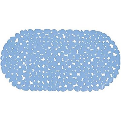 MSV Tapis Fond de baignoire pvc galets 39x99cm Bleu Ciel - Bleu - 