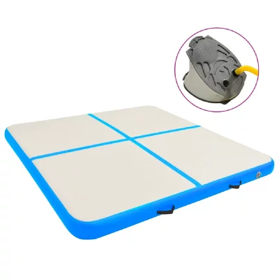 VIDAXL Tapis gonflable de gymnastique avec pompe 200x200x10cm PVC Bleu