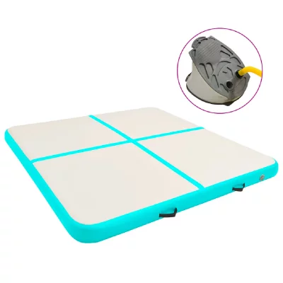 VIDAXL Tapis gonflable de gymnastique avec pompe 200x200x15cm PVC Vert