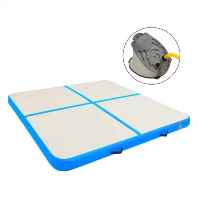 VIDAXL Tapis gonflable de gymnastique avec pompe 200x200x20cm PVC Bleu