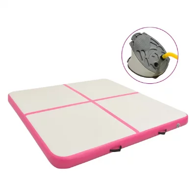 VIDAXL Tapis gonflable de gymnastique avec pompe 200x200x20cm PVC Rose