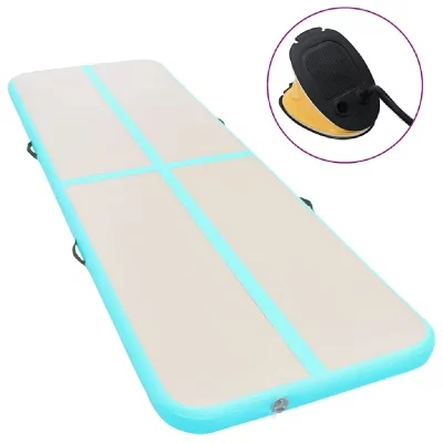 VIDAXL Tapis gonflable de gymnastique avec pompe 300x100x10cm PVC Vert