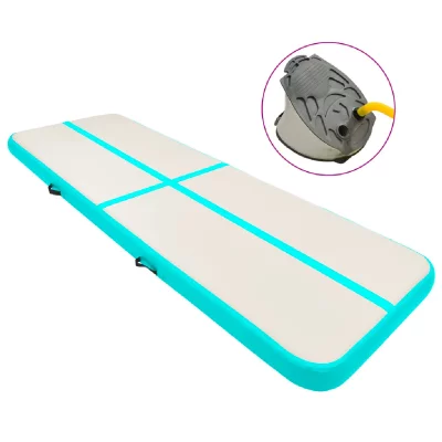 VIDAXL Tapis gonflable de gymnastique avec pompe 300x100x20cm PVC Vert