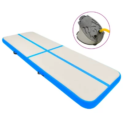 VIDAXL Tapis gonflable de gymnastique avec pompe 400x100x15cm PVC Bleu