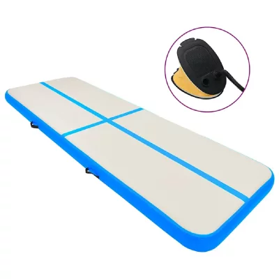 VIDAXL Tapis gonflable de gymnastique avec pompe 400x100x20cm PVC Bleu