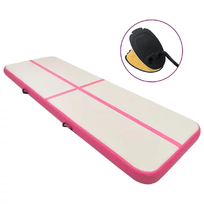 VIDAXL Tapis gonflable de gymnastique avec pompe 400x100x20cm PVC Rose
