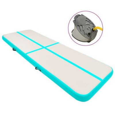 VIDAXL Tapis gonflable de gymnastique avec pompe 500x100x15cm PVC Vert