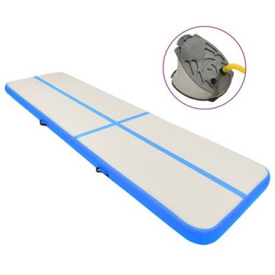 VIDAXL Tapis gonflable de gymnastique avec pompe 600x100x15cm PVC Bleu