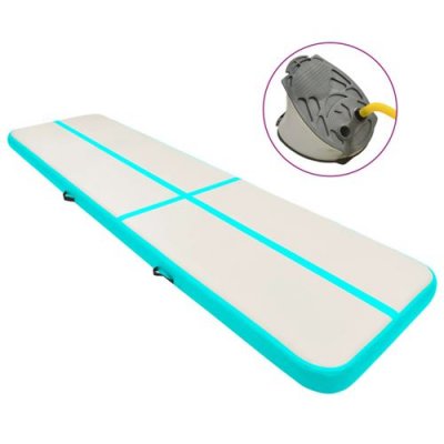 VIDAXL Tapis gonflable de gymnastique avec pompe 600x100x20cm PVC Vert