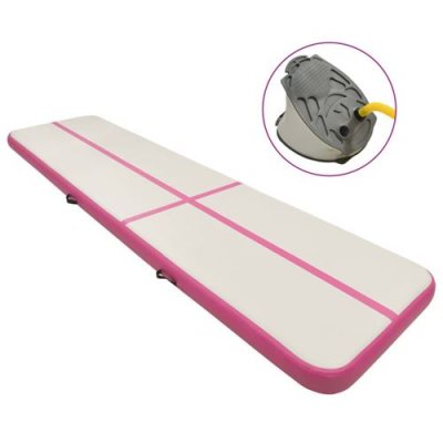 VIDAXL Tapis gonflable de gymnastique avec pompe 700x100x20cm PVC Rose