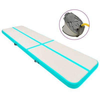 VIDAXL Tapis gonflable de gymnastique avec pompe 700x100x20cm PVC Vert