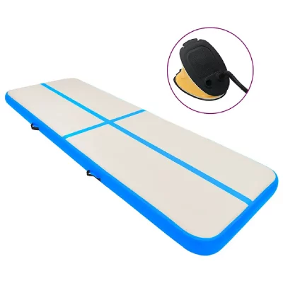  Tapis gonflable de gymnastique avec pompe 800x100x15cm PVC Bleu