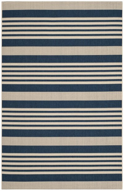 SAFAVIEH Tapis interieur & exterieur en bleu marine & beige, 160 x 231 cm