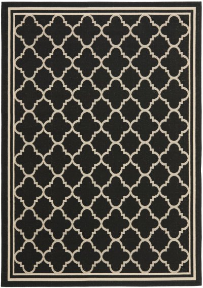 SAFAVIEH Tapis interieur / exterieur en noir & beige, 160 x 231 cm