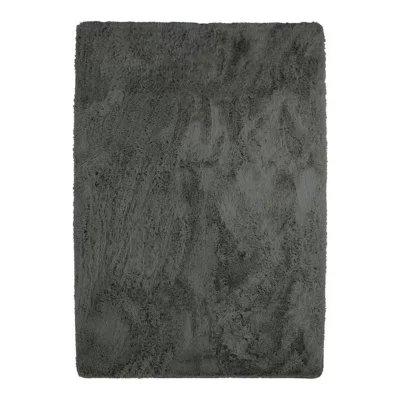 THEDECOFACTORY Tapis lavable &agrave; base fine et souple extra doux gris fonc&eacute; 160x230