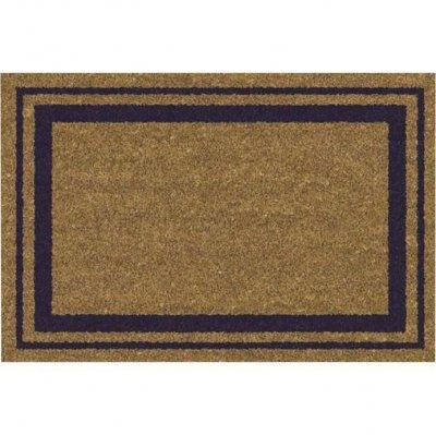 IDMAT Tapis paillasson grattant COCO Naturel Bordures Bleu 40x60cm