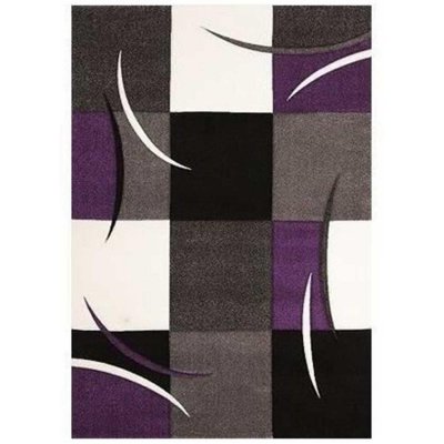 UNAMOURDETAPIS Tapis salon 240x340 diamond comma violet oeko tex id&eacute;al pour salle &agrave; manger