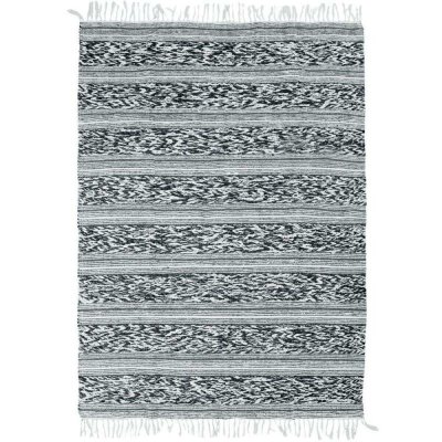 THE DECO FACTORY Tapis Terra - 120 x 170 cm - Bande relief blanc et noir