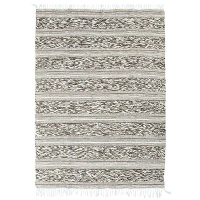 THEDECOFACTORY Tapis terra - 120 x 170 cm - bande relief blanc et sable ALE3218111207721