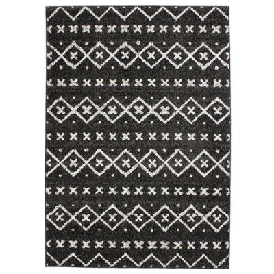 THEDECOFACTORY Tapis toucher laineux imprim&eacute; motifs ethniques noir 133x190