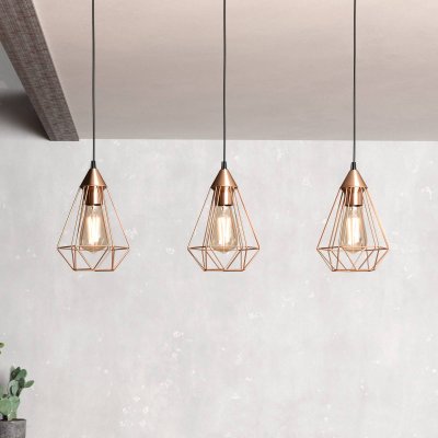 EGLO Tarbes plafonnier suspendu &agrave; 3 lampes, barre droite, noir