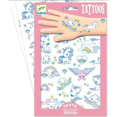 DJECO Tatouages temporaires Licornes - 1 planche