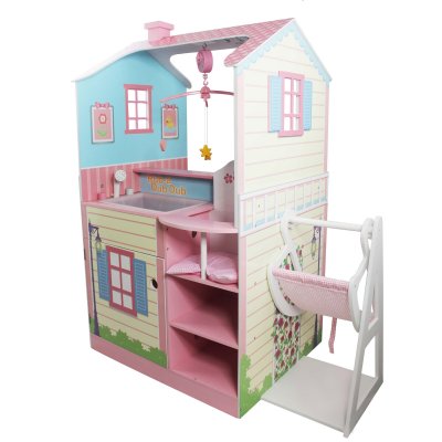 TEAMSON  Kids Maison de poup&eacute;e Dream Land nurserie Poupon 2 fa&ccedil;ades Bois Fille Rose TD-11460A