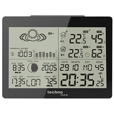 GENERIQUE Technoline Ws 6760 Station M&eacute;t&eacute;o Avec Horloge Noir