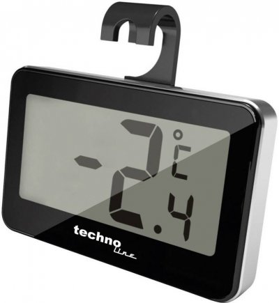 TECHNOLINE  ws 7012 thermom&egrave;tre pour r&eacute;frig&eacute;rateur noir/argent