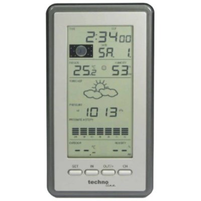 TECHNOLINE  WS 9040-IT Station M&eacute;t&eacute;o avec Horloge Argent/Grisaille