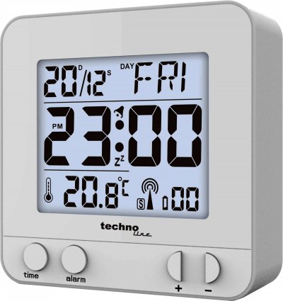 TECHNOLINE  WT 235 R&eacute;veil Radio-pilot&eacute; avec capteur Tactile en Plastique Argent&eacute; 8 x 2,5 x 8 cm