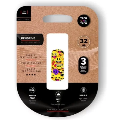 TECH ONE TECH TechOneTech Cl&eacute; USB Tech Emoji Collage M&eacute;moire USB 2.0 32 Go