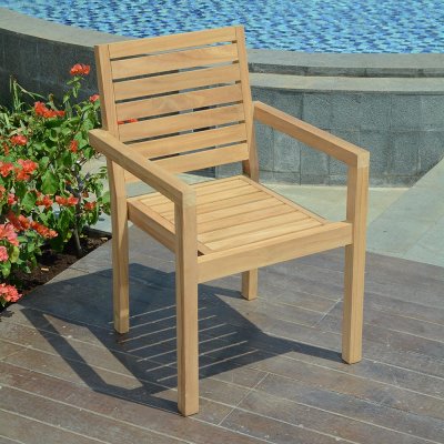 TECK ATTITUDE Teck'Attitude Fauteuil de Jardin empilable en Teck Tivoli